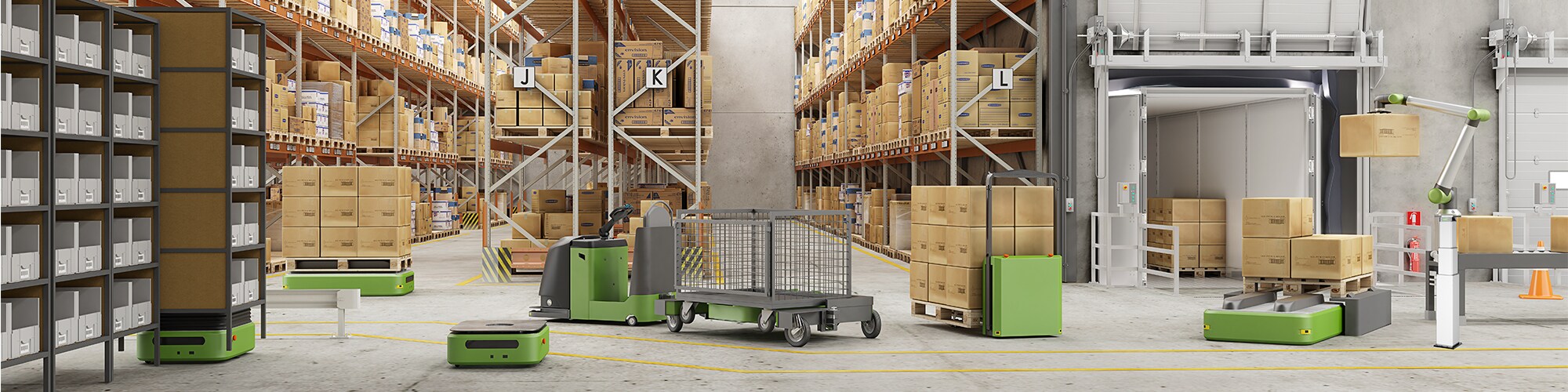 推杆用于物料搬运应用：AMR、拖车组、托盘车和协作机器人堆垛机