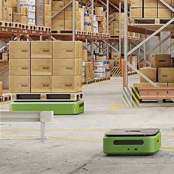 LINAK 推杆用于物料搬运应用，例如自主移动机器人、拖车组和托盘车。