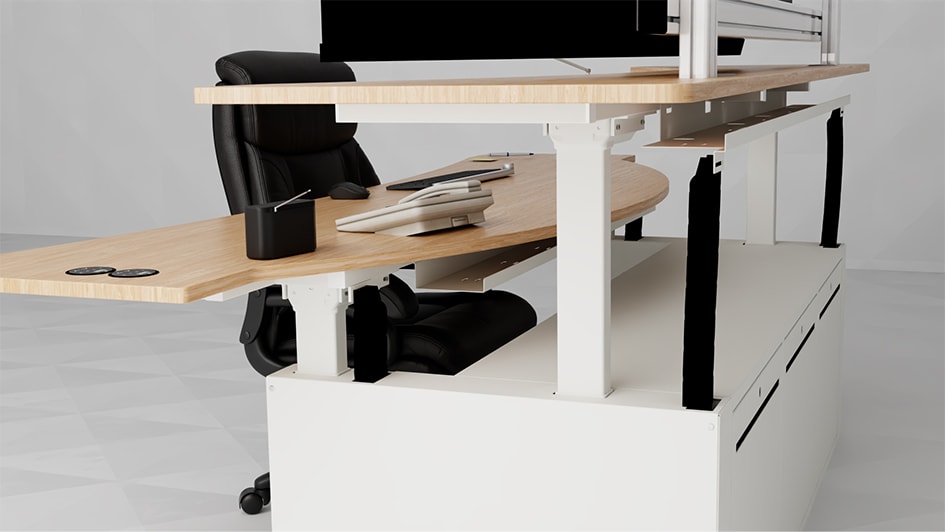 Agitek 控制室工作站配有四个 LINAK 升降柱