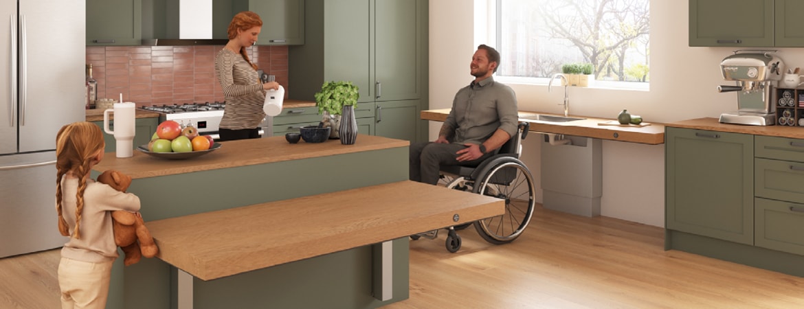 配有升降工作台的厨房