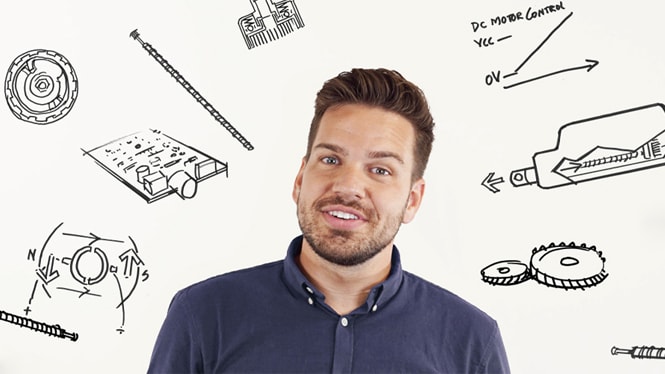 La bannière de la LINAK® Actuator Academy avec une image de Hunter qui est le guide dans les vidéos d'apprentissage.