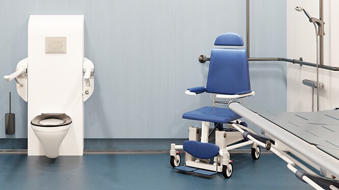 Chaise de douche avec produits LINAK