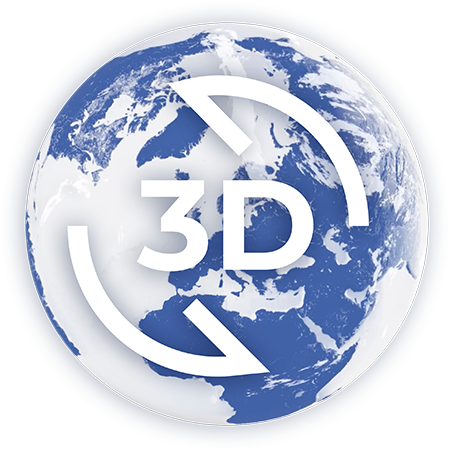 代表虚拟世界的 3D 地球仪，用于在线执行器展厅体验