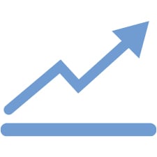 倾斜箭头指向上方 , 表示良性变化