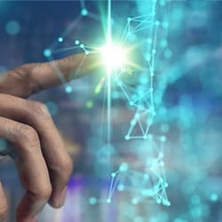 蓝色背景 , 带有手拖动连接