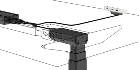 升降桌上从 LINAK CBD6S 控制盒获取电源的Desk2Device 。