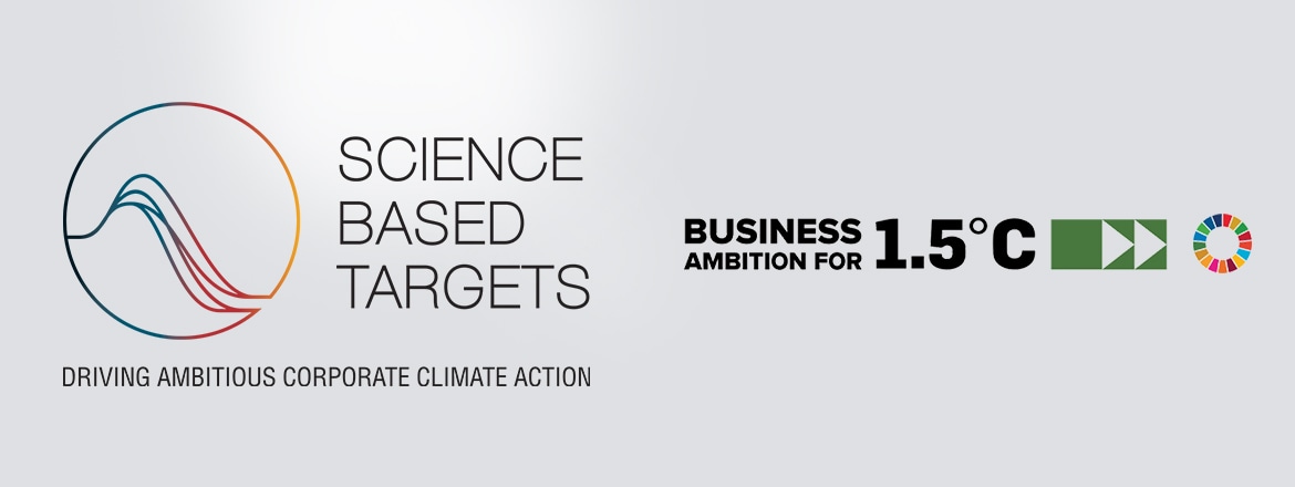科学目标倡议 (SBTi) 和企业 1.5°C 气候承诺雄心徽标。