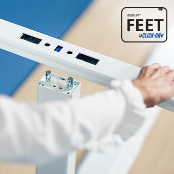 快装式桌脚安装快捷、简便，只需轻轻一按，无需工具即可装到桌腿 / 桌架上。 