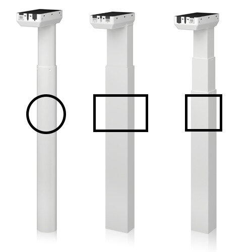 电机外壳的升降柱呈矩形、圆形和方形