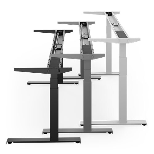 白色、灰色和黑色 C 型升降桌桌架