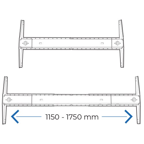  图示为 DF2 可调节桌架，升降桌安装尺寸为 120 - 180 cm