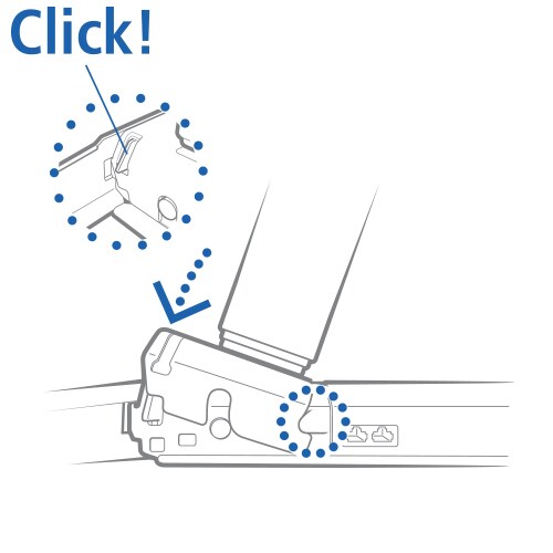 升降柱只需卡入桌架 2 的横梁即可