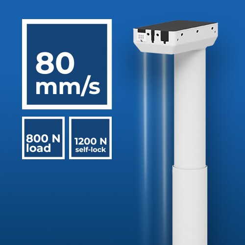 DL10 EXPERIENCE 升降柱以 80 mm/s 的标准速度运行