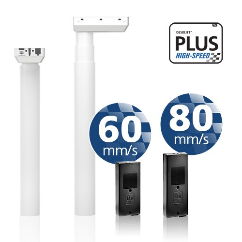 LINAK DL11 PLUS 高速三段式升降柱配有控制盒 CBD6S - 速度为 60 或 80 mm/s。