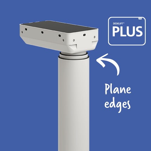 LINAK DL11 PLUS 白色圆形电动升降柱（后视图）：可配装饰环。