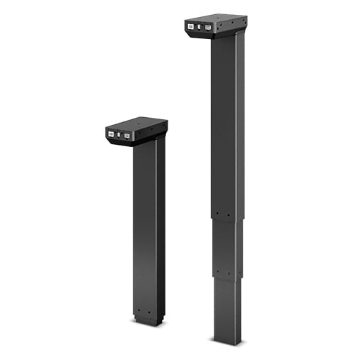 黑色矩形 DL16 IC 电动升降柱,将控制器集成于立柱内,可应用于大型升降桌