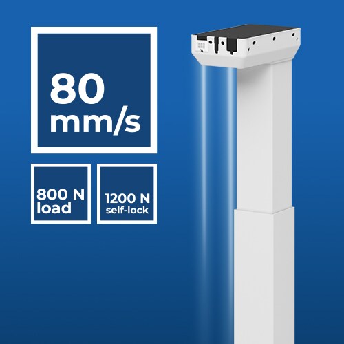 DL18 EXPERIENCE 升降柱以 80 mm/s 的标准速度运行