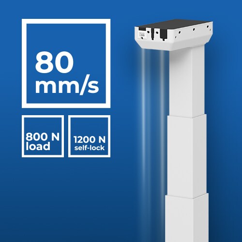 DL19 EXPERIENCE 升降柱以 80 mm/s 的标准速度运行