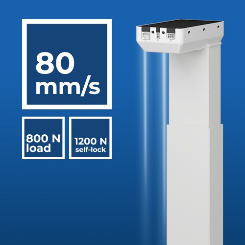 DL20 EXPERIENCE 升降柱以 80 mm/s 的标准速度运行