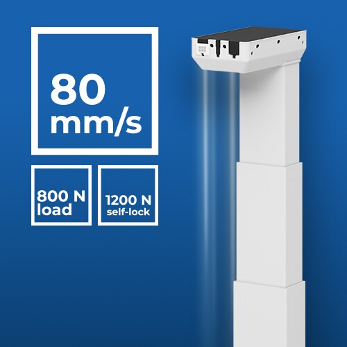 DL21 EXPERIENCE 升降柱以 80 mm/s 的标准速度运行