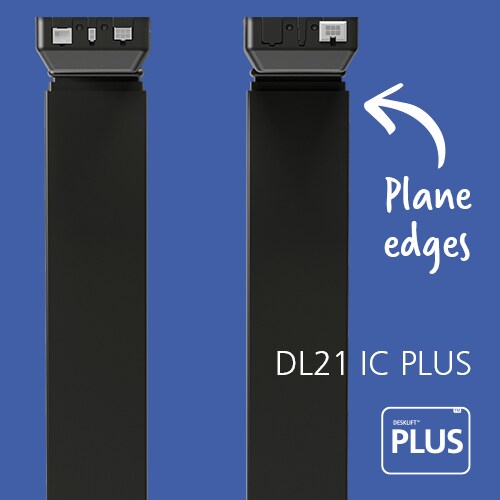 LINAK DL21 IC PLUS 电动升降柱设计简洁：边缘平整，带有隐蔽滑垫。