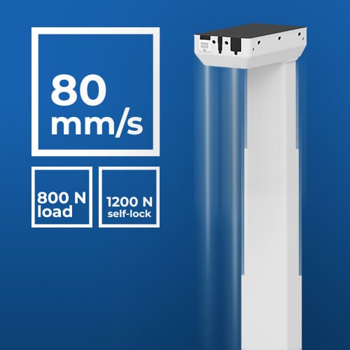 DL6 EXPERIENCE 升降柱以 80 mm/s 的标准速度运行