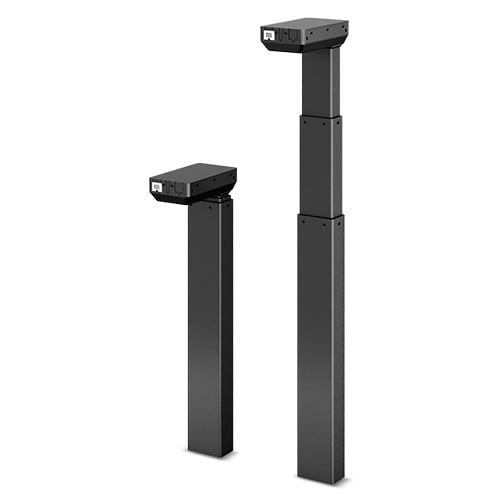 多功能三段式电动升降柱配有紧凑型电机外壳。外形尺寸为 50x80 mm。LINAK DL6。