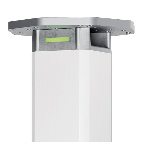 LINAK® ELEVATE 升降柱的 LED 和顶板特写。