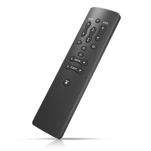 优雅的 HC54 手控器采用黑色哑光饰面，最多可以控制 4 个通道。HC54 正面朝前。