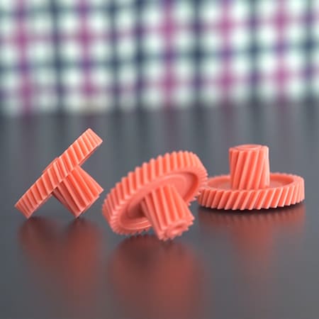 LINAK® 电动直线推杆用齿轮的特写图片。