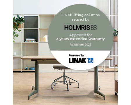 Holmris B8 升降桌和 LINAK 回收再利用标识
