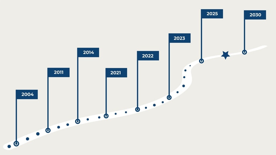 标有旗标标记和成就展示的里程碑图