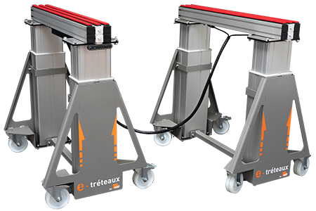 MZR 的电动工作支架 e-tréteaux 配有 4 个坚固的 LINAK® DL2 电动升降柱。