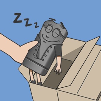 在深度休眠模式下时，BA002 电池盒包装在箱子中以便于运输