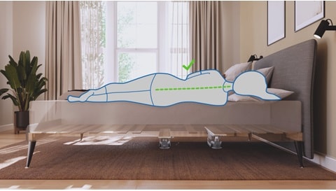 使用 Baselift™ 舒适区调节推杆系统调整休闲床的床垫