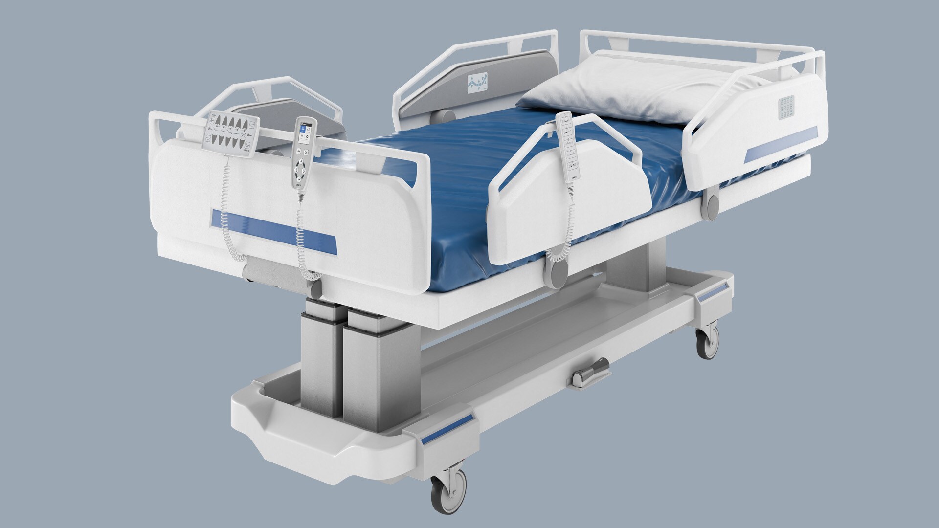 配有 LINAK 产品、推杆驱动的 ICU 病床